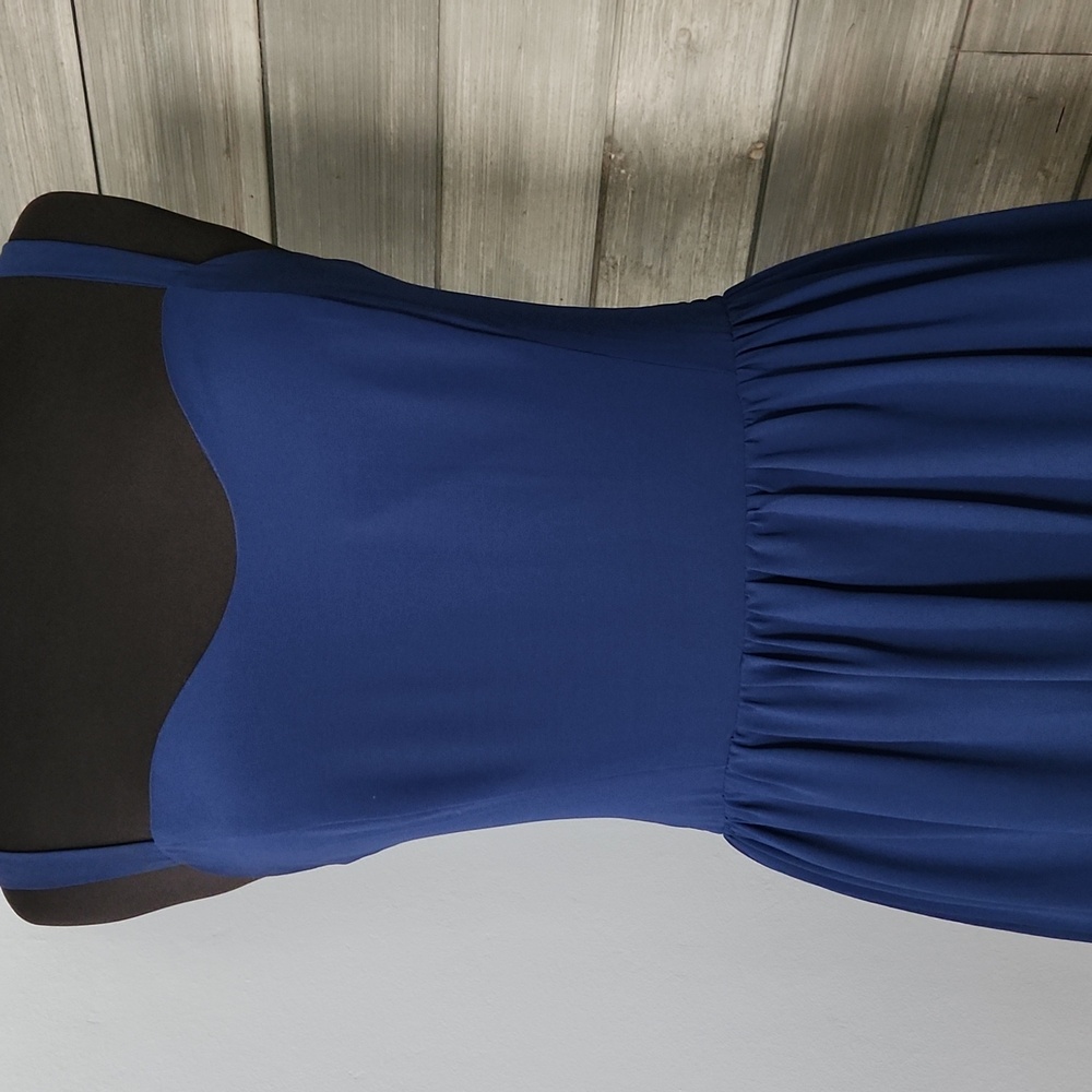 EUC Naked Zebra Boutique Blue Skater Style Dress with Zipper Back Size Large